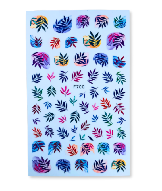 Nail Art Stickers Multi Colour Fern